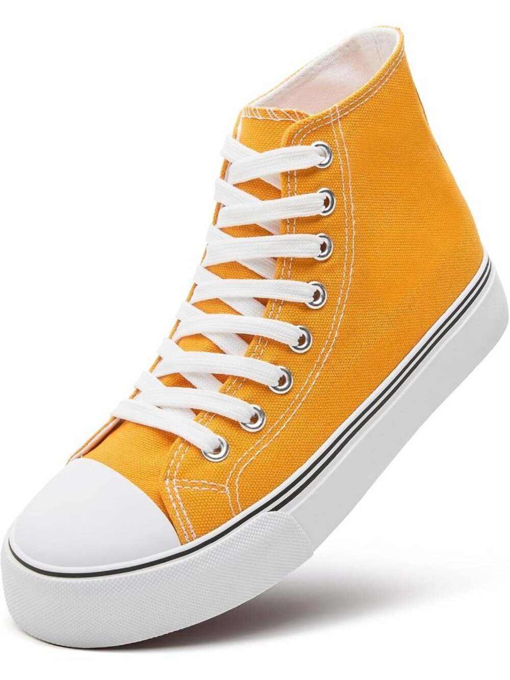 Women's Yellow High Top Lace-up Casual Tennis Walking Shoes Fashion Sneaker